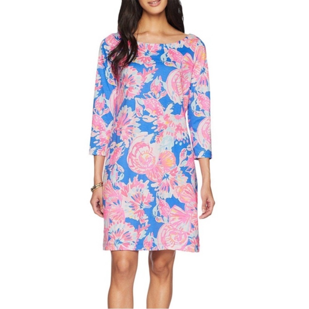 Lilly Pulitzer Vibrant Blue and Pink Long Sleeve Dress